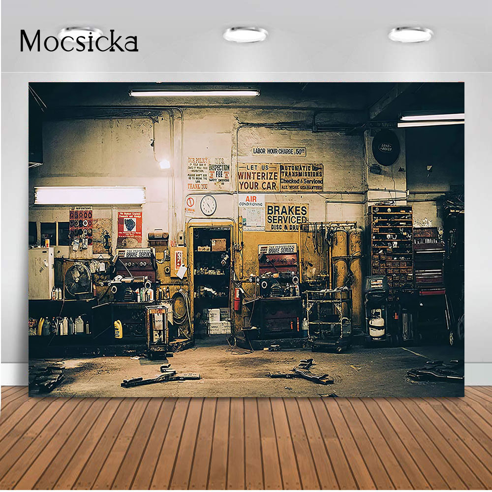 Workshop Tools Background - Latar Belakang Perbaikan Mobil Retro, Gerobak