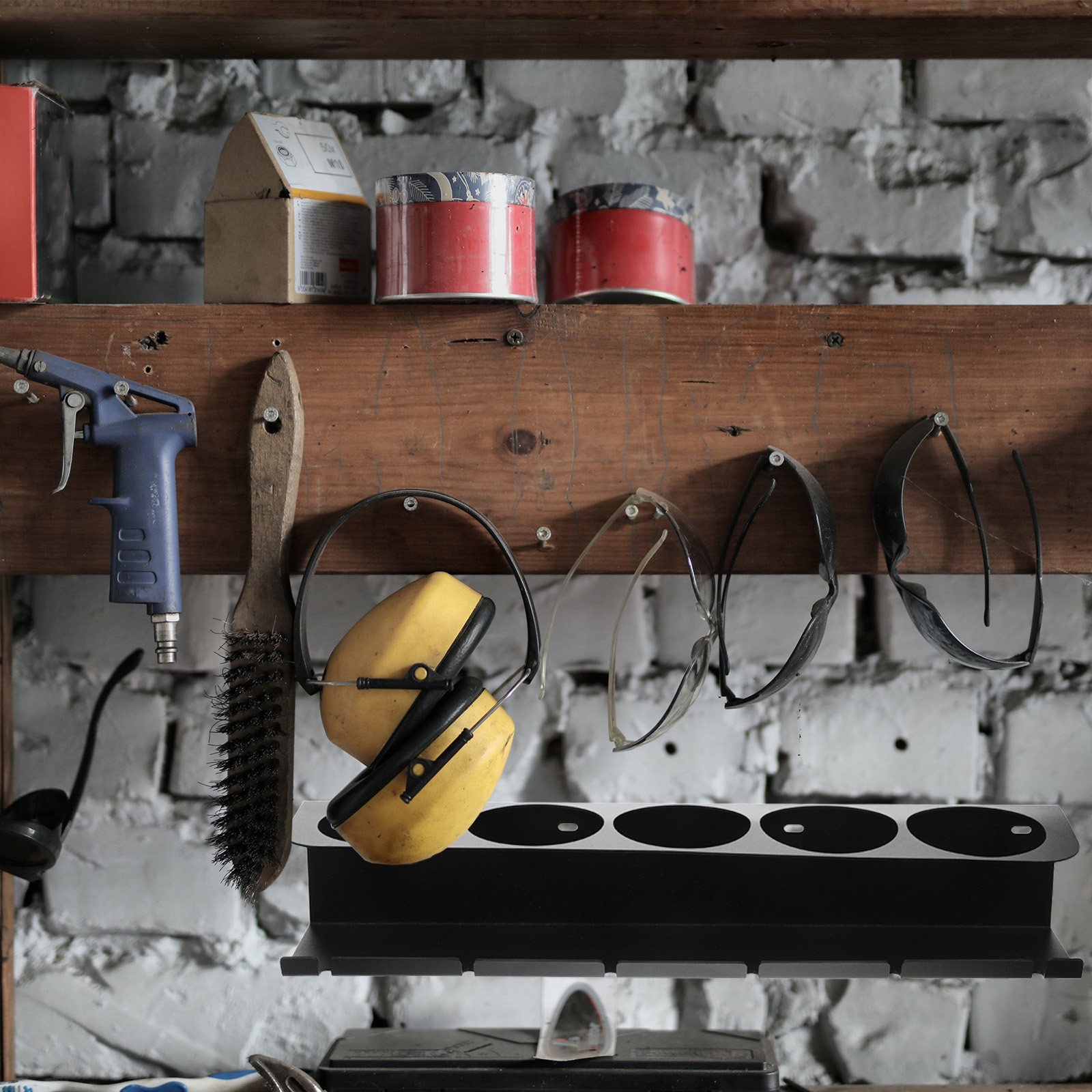 Workshop Tools Holder - 1Set Rak Penyimpanan Alat Listrik Logam