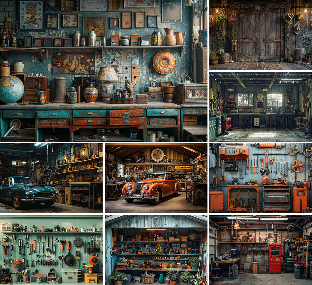 Workshop Tools Background - Mehofond Fotografi Latar Belakang Vintage Garasi