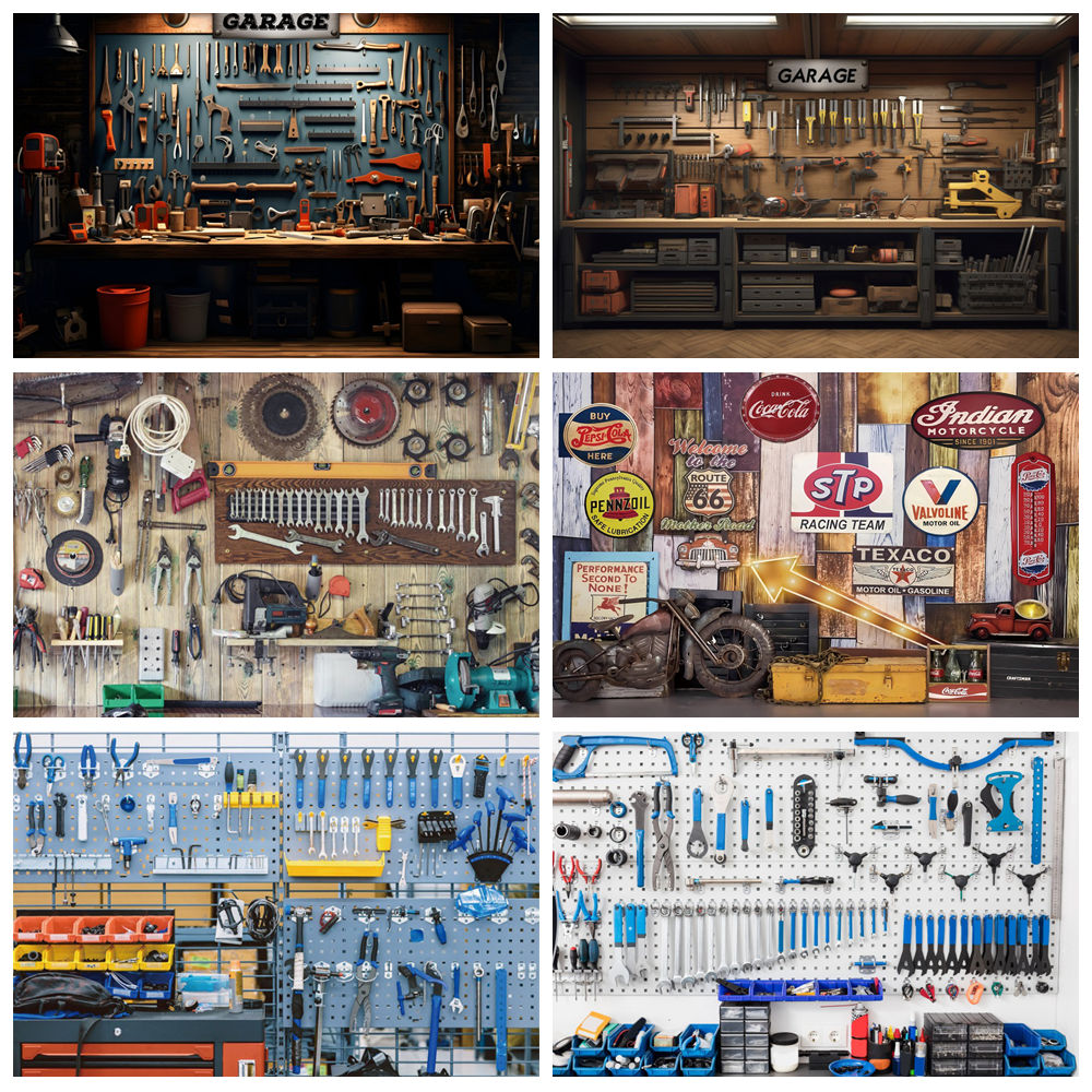 Workshop Tools Background - Latar Belakang Garasi Antik Alat Perbaikan