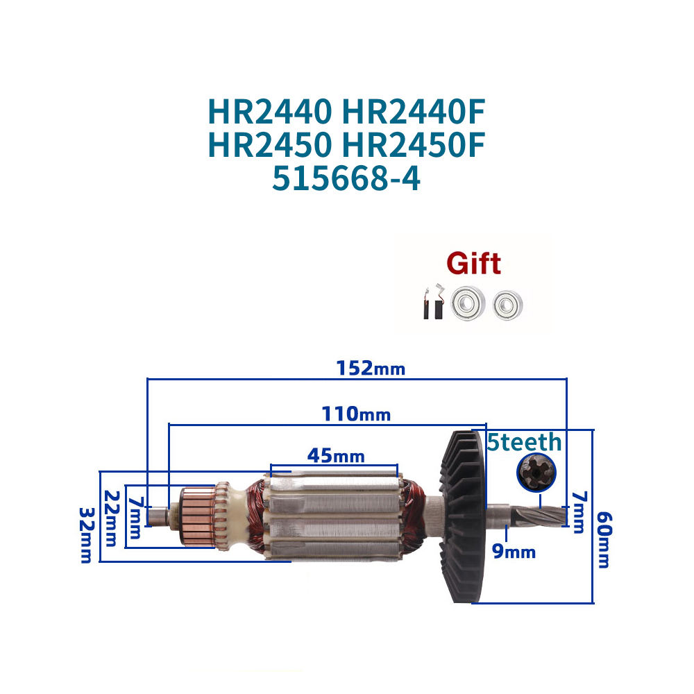 Makita Drill Hp1640 - Armatur 220-240V untuk Makita HR2440 HR2440F