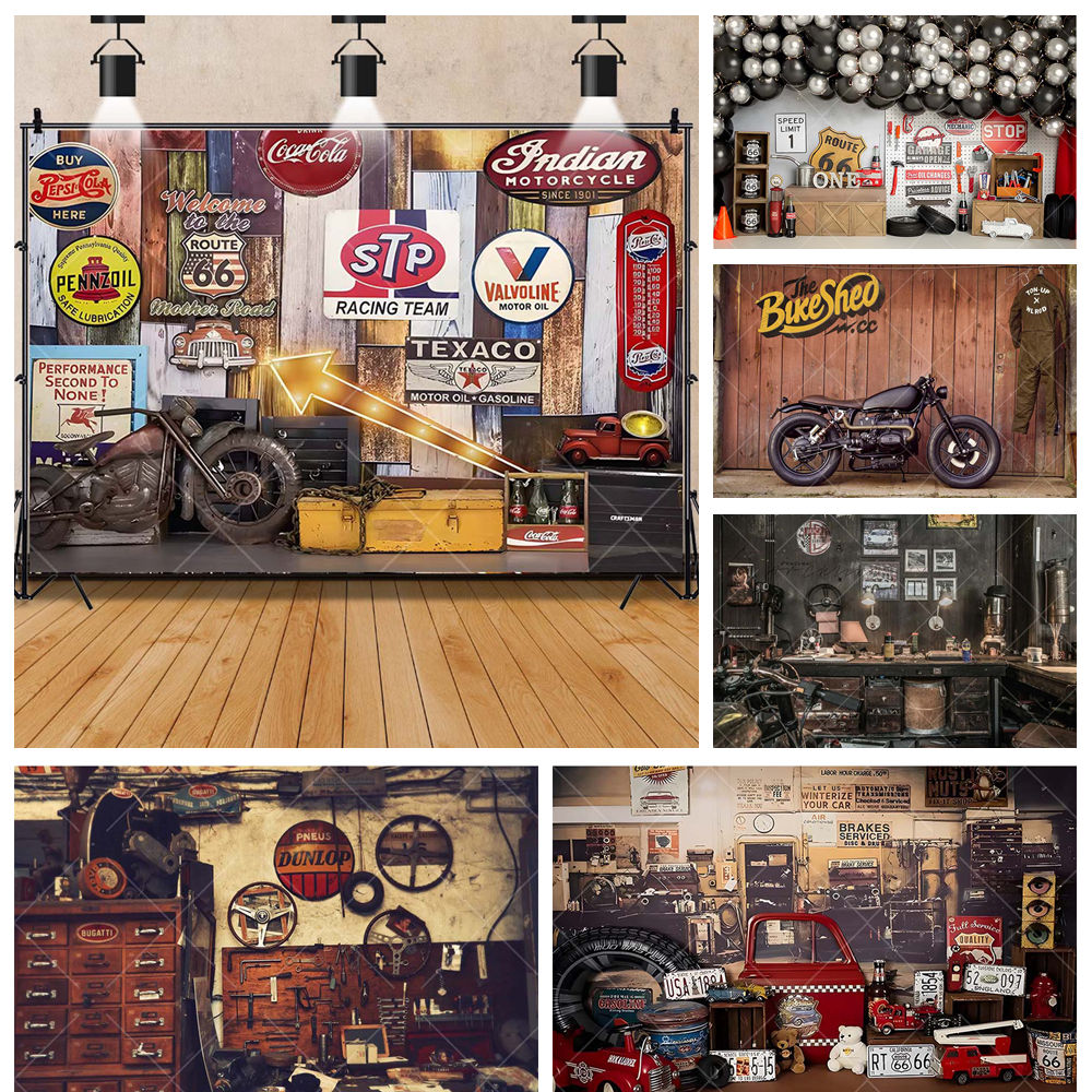 Workshop Tools Background - Alat reparasi mobil sepeda motor Retro
