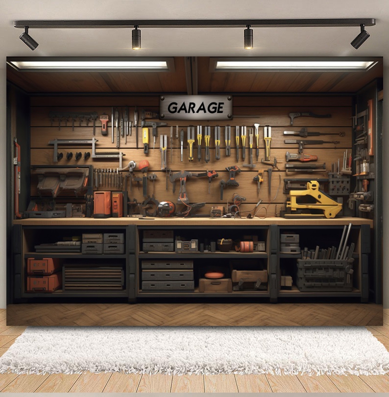 Latar Belakang Garasi Antik Al - Workshop Tools Background ulasan dan harga